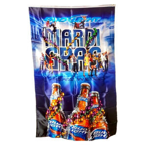 MAN CAVE FLAG Bud Light Beer + Beads Large Flag 56 x 36 Silk BackDrop PhotoBooth